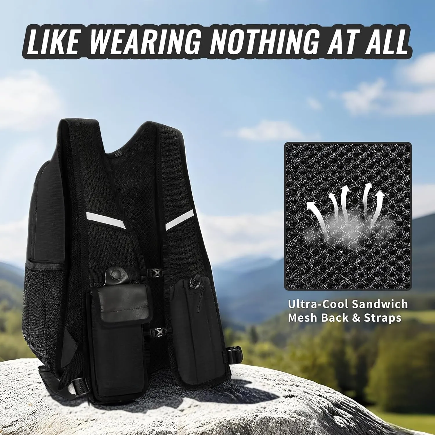 10L Small Hiking Backpack For Women Men, Lightweight Travel Packable Back Pack, Foldable Camping Hiking Daypack With Vest-style and Touchscreen Phone Pocket (Black)