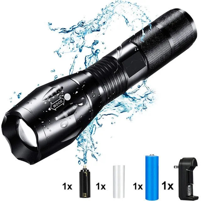8000LM Powerful Waterproof LED Flashlight Portable LED Camping Lamp Torch Lights Lanternas Self Defense Tactical Flashlight