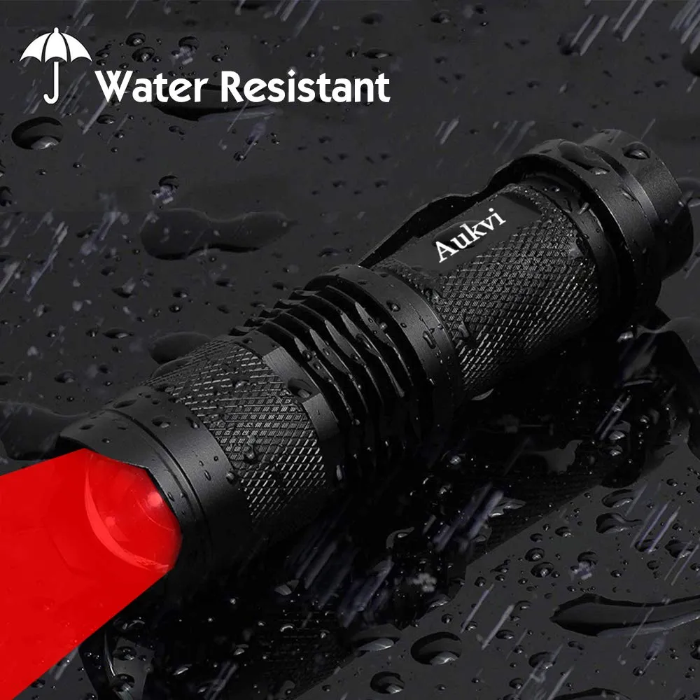 AuKvi High Power Red Light Flashlight,Mini Red Flashlight,Single Mode Red LED Flashlight, Zoomable Red Light Torch for Astronomy Aviation Night Observation