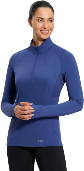baleaf Women's 1/4 Zip Fleece Pullover Thermal Long Sleeve Shirts Ski Base Layer Top Thumbholes Winter Cold Weather