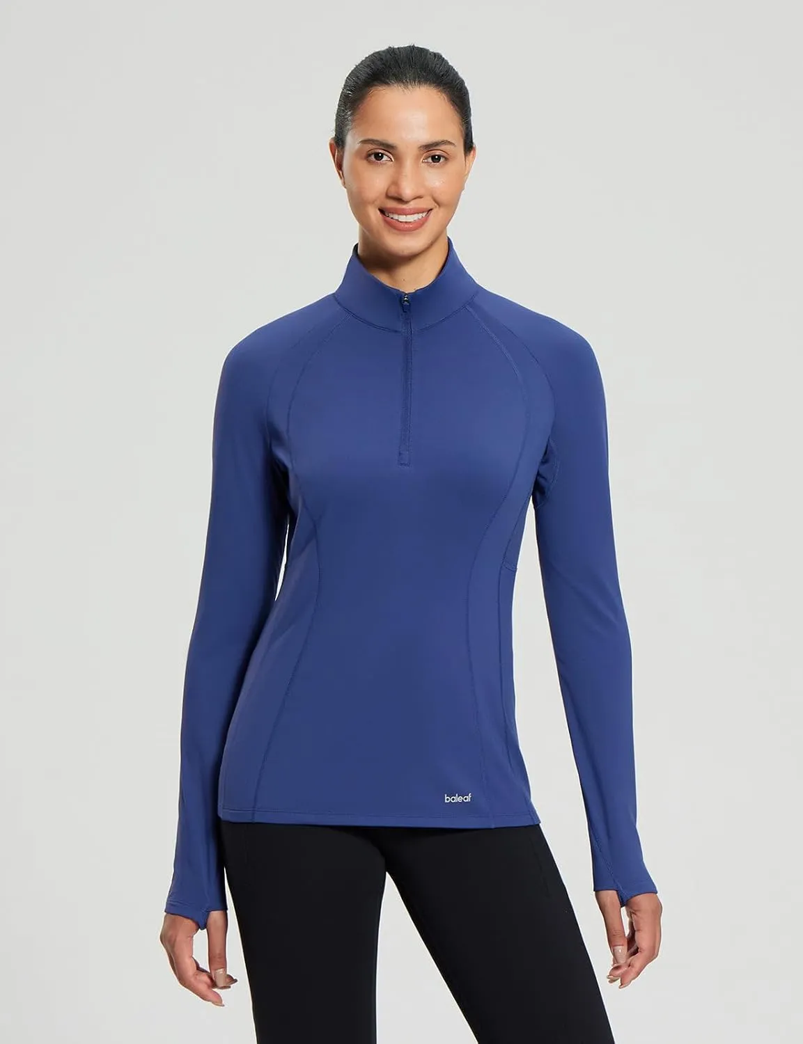 baleaf Women's 1/4 Zip Fleece Pullover Thermal Long Sleeve Shirts Ski Base Layer Top Thumbholes Winter Cold Weather