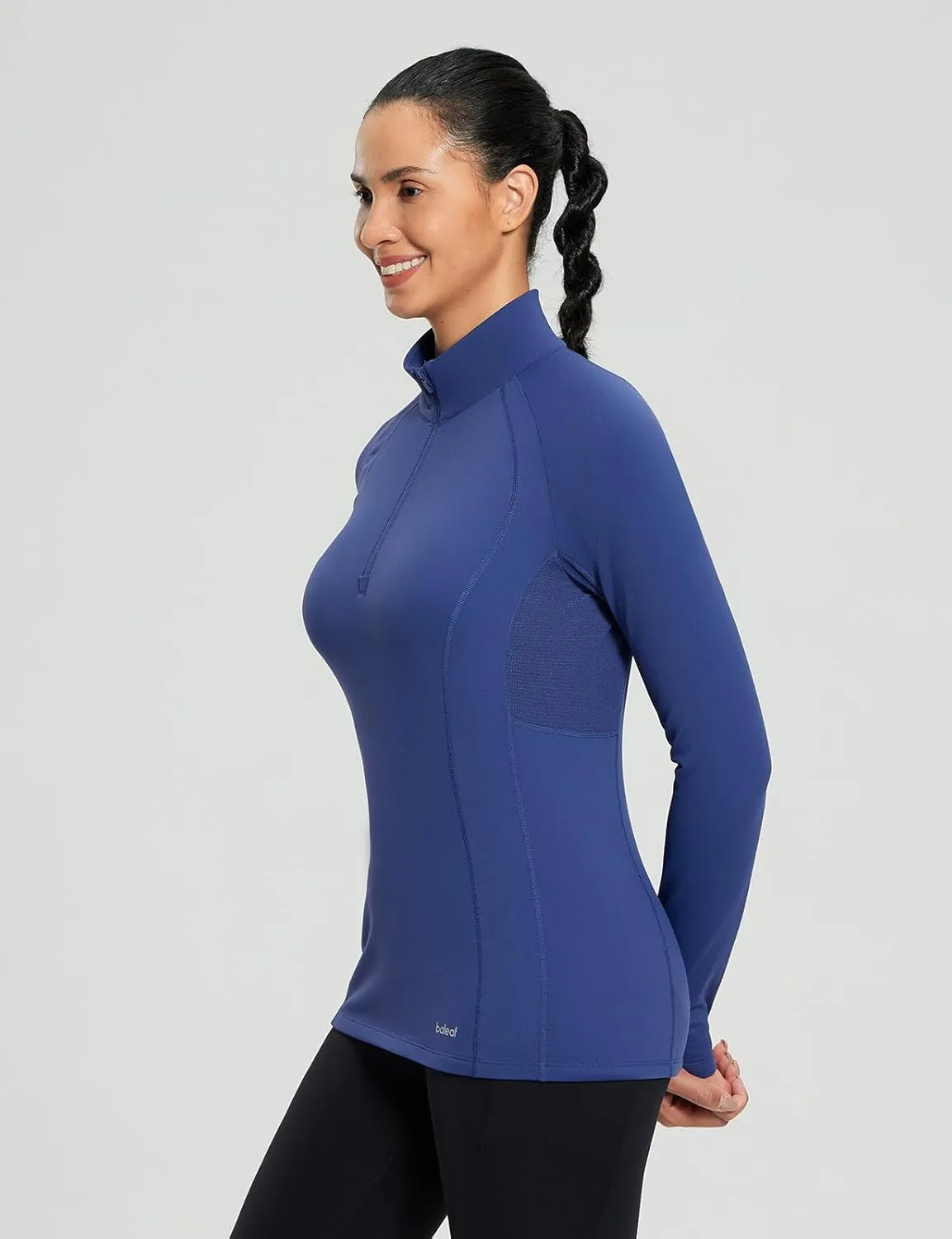 baleaf Women's 1/4 Zip Fleece Pullover Thermal Long Sleeve Shirts Ski Base Layer Top Thumbholes Winter Cold Weather