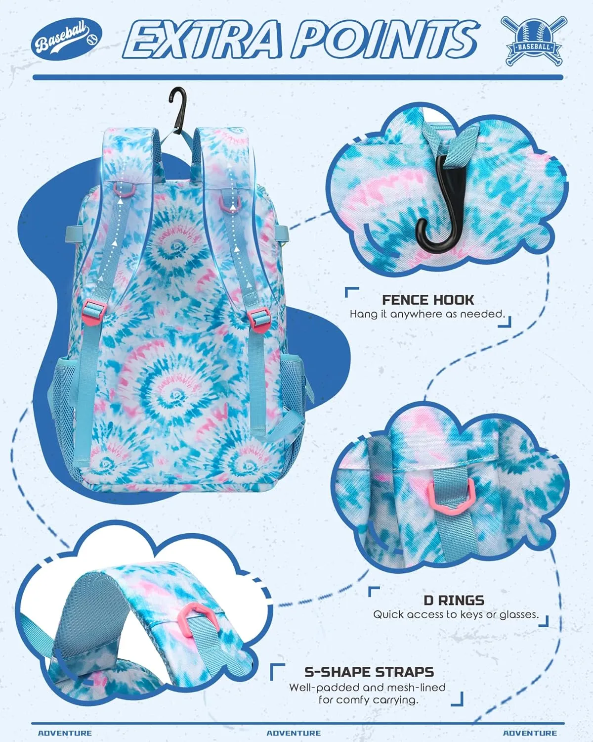 Baseball Softball Gear Bag Backpack for Boys Girls Ages 6-8 8-12 12-14 Large Kids T-Ball Bat Bags with Ventilated Shoe Compartment Baseball Softball Players Stuff Supplies