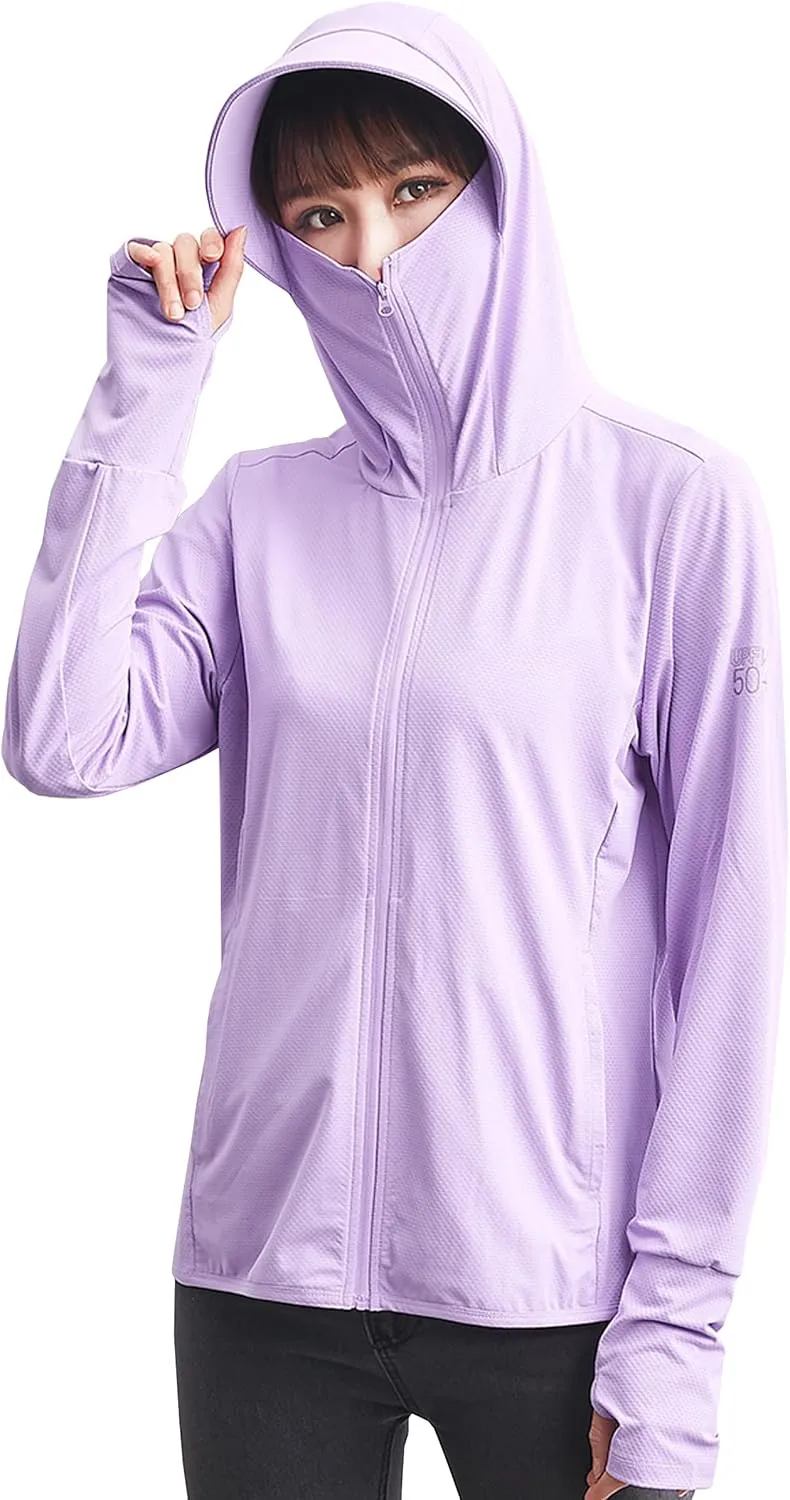 C2M Women's UPF 50  Sun Protection Shirt Hooded Cycling Fishing Jacket