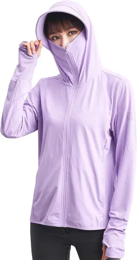 C2M Women's UPF 50  Sun Protection Shirt Hooded Cycling Fishing Jacket