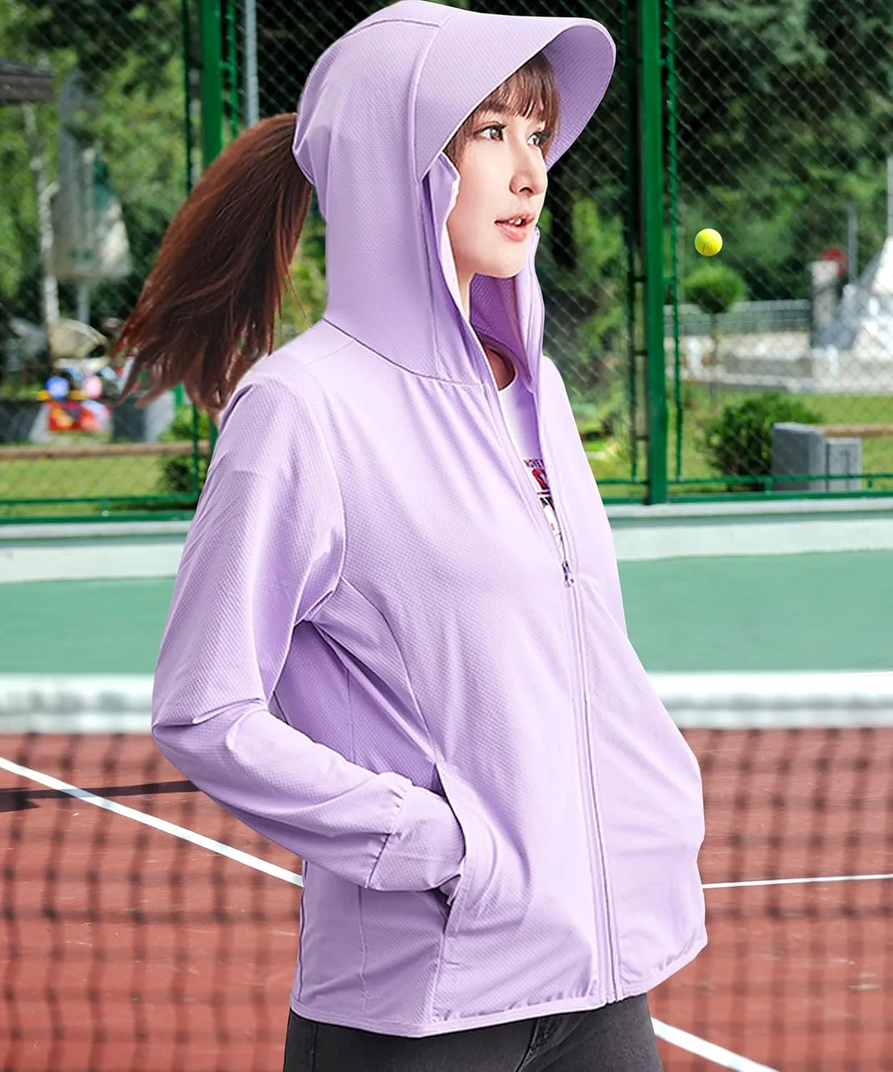 C2M Women's UPF 50  Sun Protection Shirt Hooded Cycling Fishing Jacket