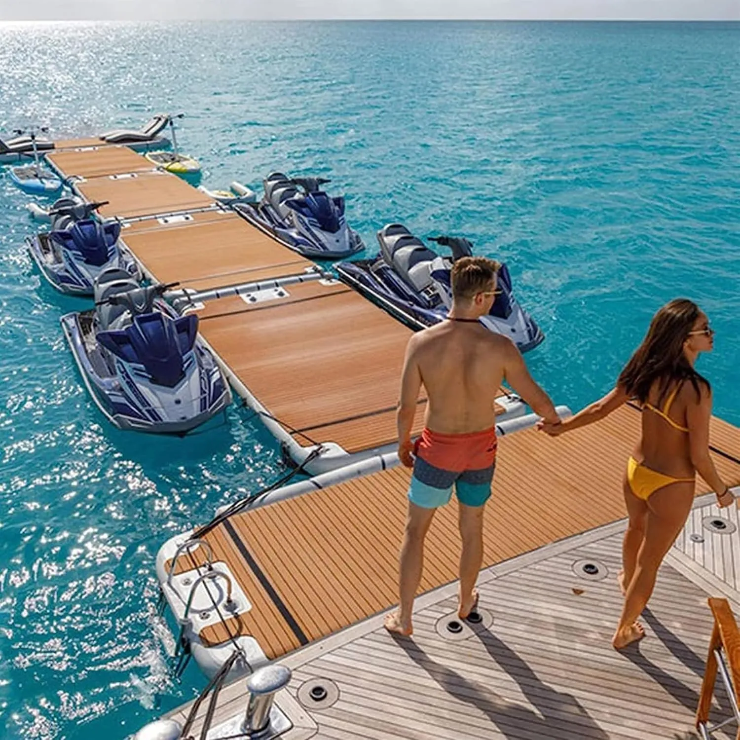 DARZYS Inflatable Floating Dock, Inflatable Floating Dock Platform for Floating Island Rafts for Beaches, Rivers, Lakes and Swimming Pools