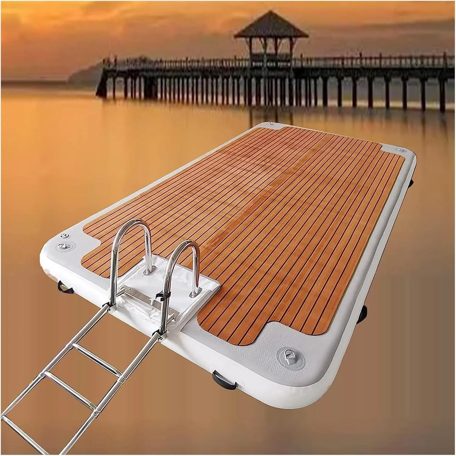 DARZYS Inflatable Floating Dock, Inflatable Floating Dock Platform for Floating Island Rafts for Beaches, Rivers, Lakes and Swimming Pools