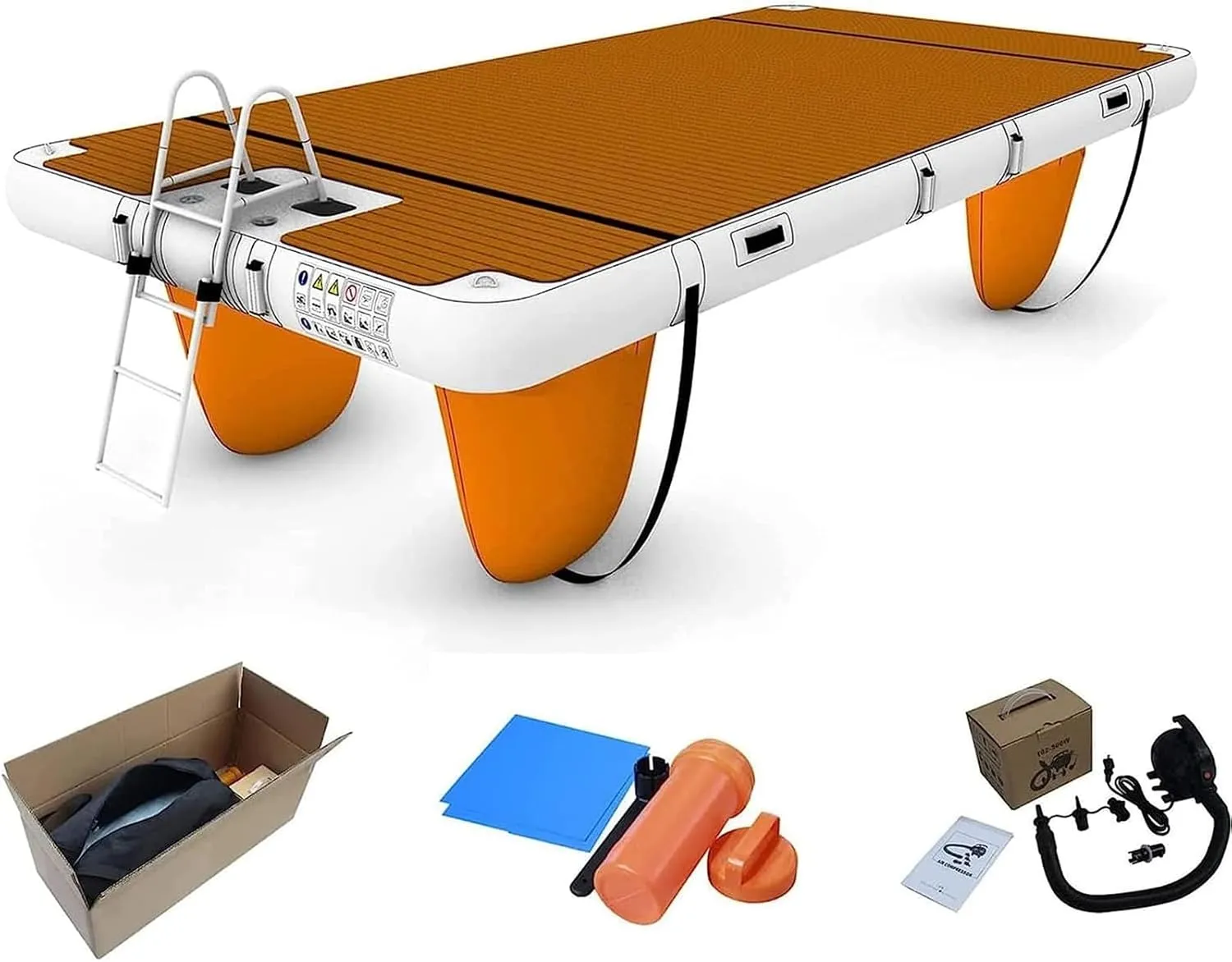DARZYS Inflatable Floating Dock, Inflatable Floating Dock Platform for Floating Island Rafts for Beaches, Rivers, Lakes and Swimming Pools