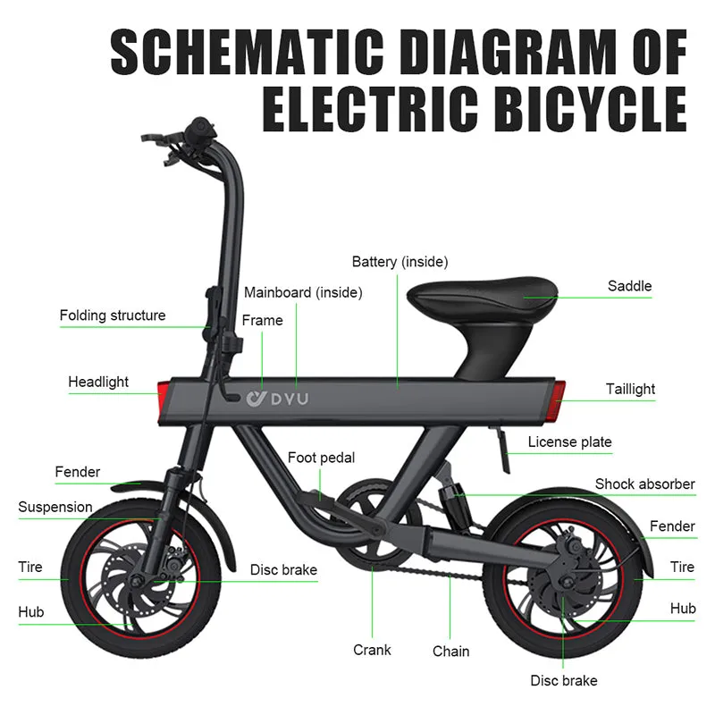 Electric Folding City Bike - 250W 12 Inch 36V 10Ah 40KM Range