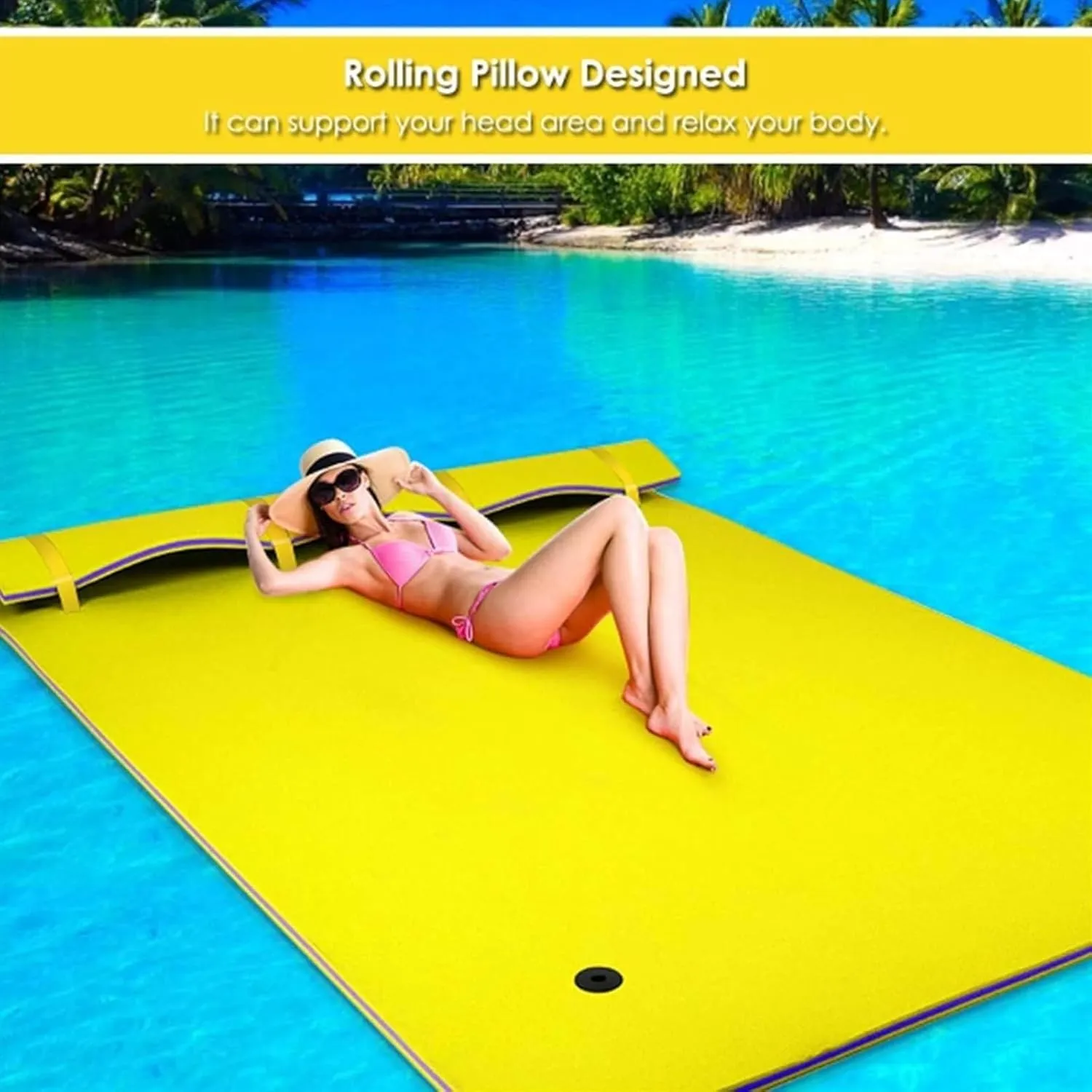 Floating Mat,Floating Water Pad Water Mat Inflatable Rafts Lily Pad Pools Beach, XPE Floating Island,Floating Swim Mat for Lake, Ocean