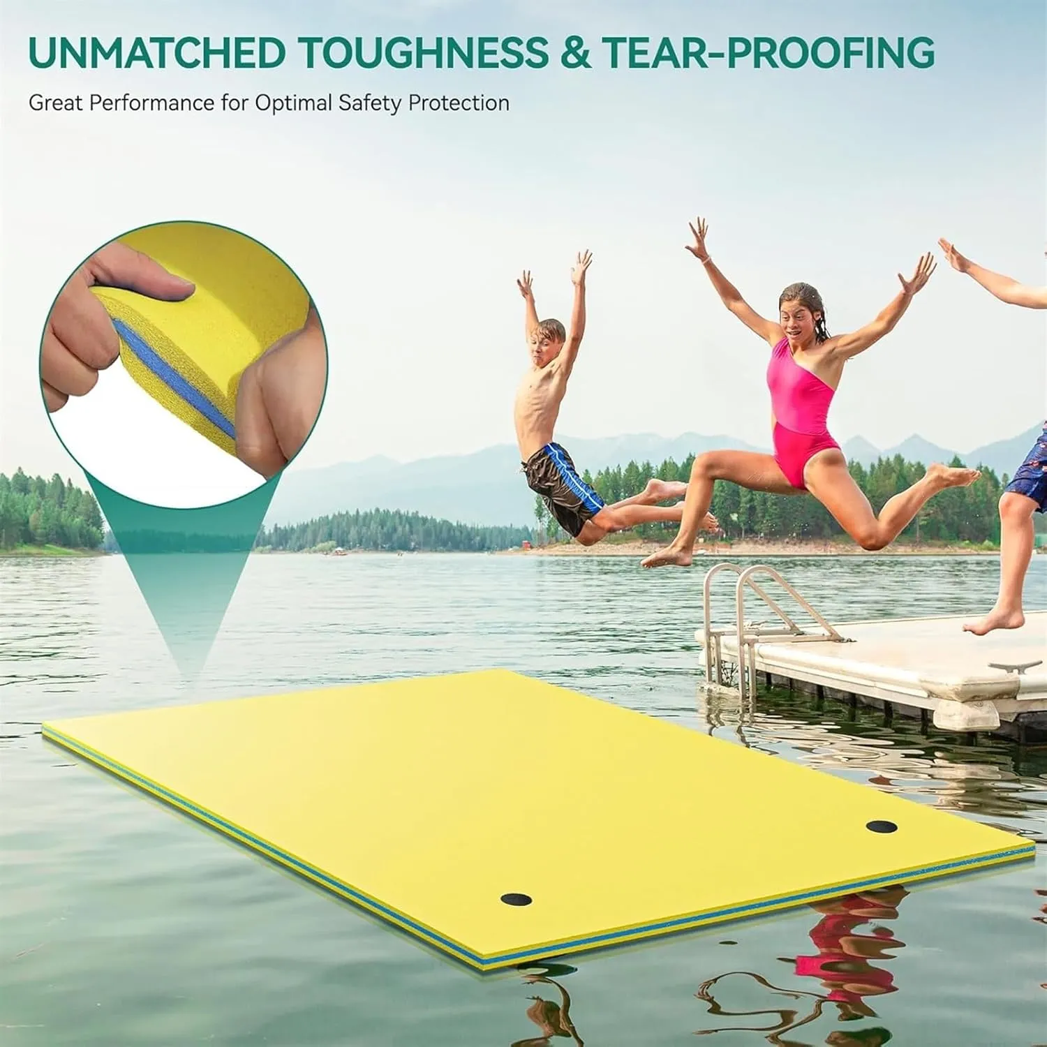 Floating Mat,Floating Water Pad Water Mat Inflatable Rafts Lily Pad Pools Beach, XPE Floating Island,Floating Swim Mat for Lake, Ocean