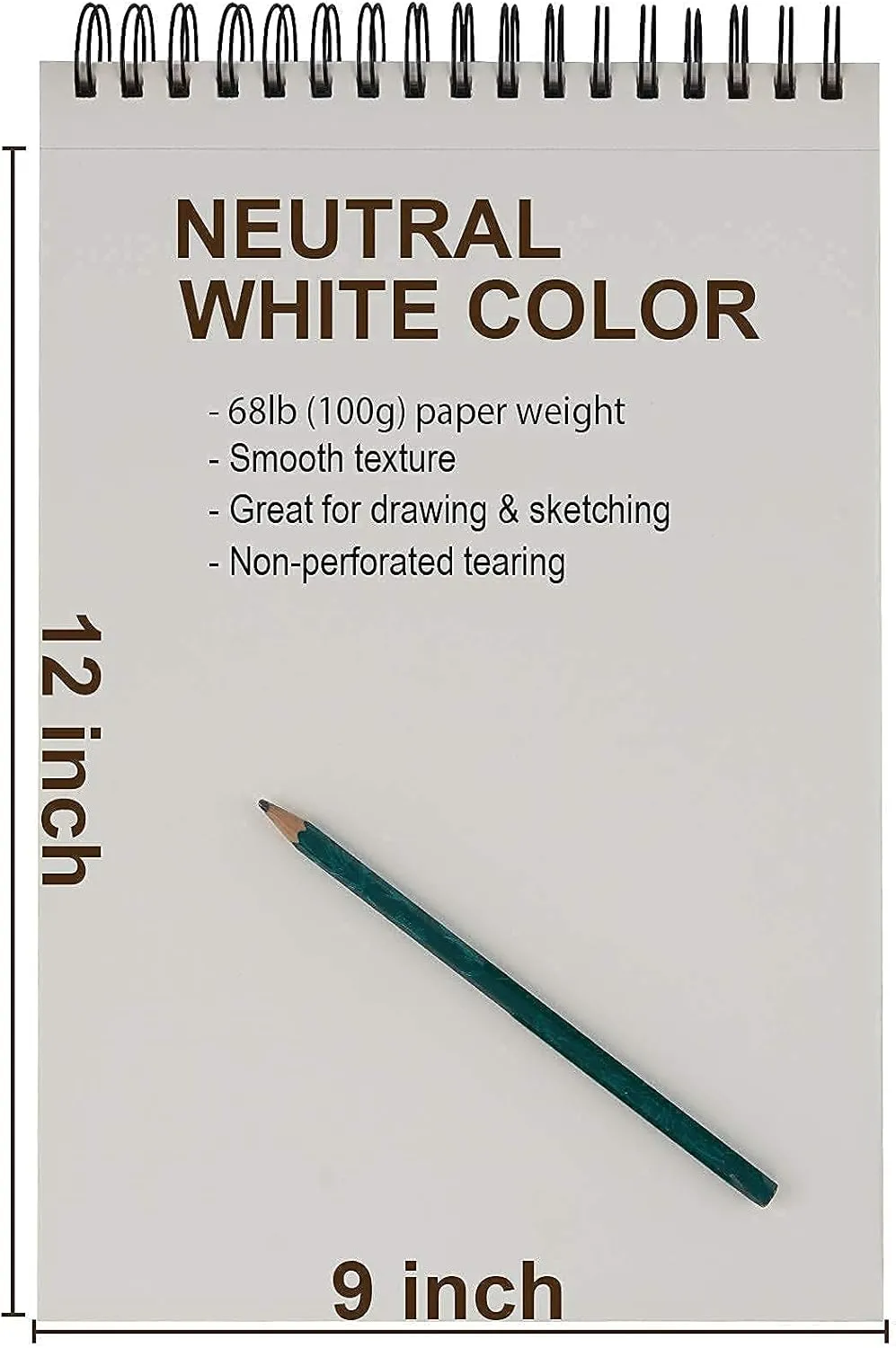 Fuxi 9" x 12" Sketch Book, Top Spiral Bound Sketch Pad, 1 Pack 100 Sheets 68lb/100gsm, Acid Free Art Sketchbook Artistic Drawing Painting Writing Paper for Kids Adults Beginners Artists