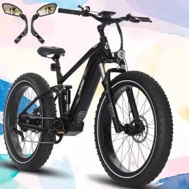 HAOQI Cheetah Electric Bike for Adults, 750W(Peak 1000W) Electric Bike,48V 16AH/25Ah Battery Adult Electric Bicycle,26*4Fat Tire Full Suspension 28MPH Mountain Ebike, 7 Speed Max 85 Miles Range
