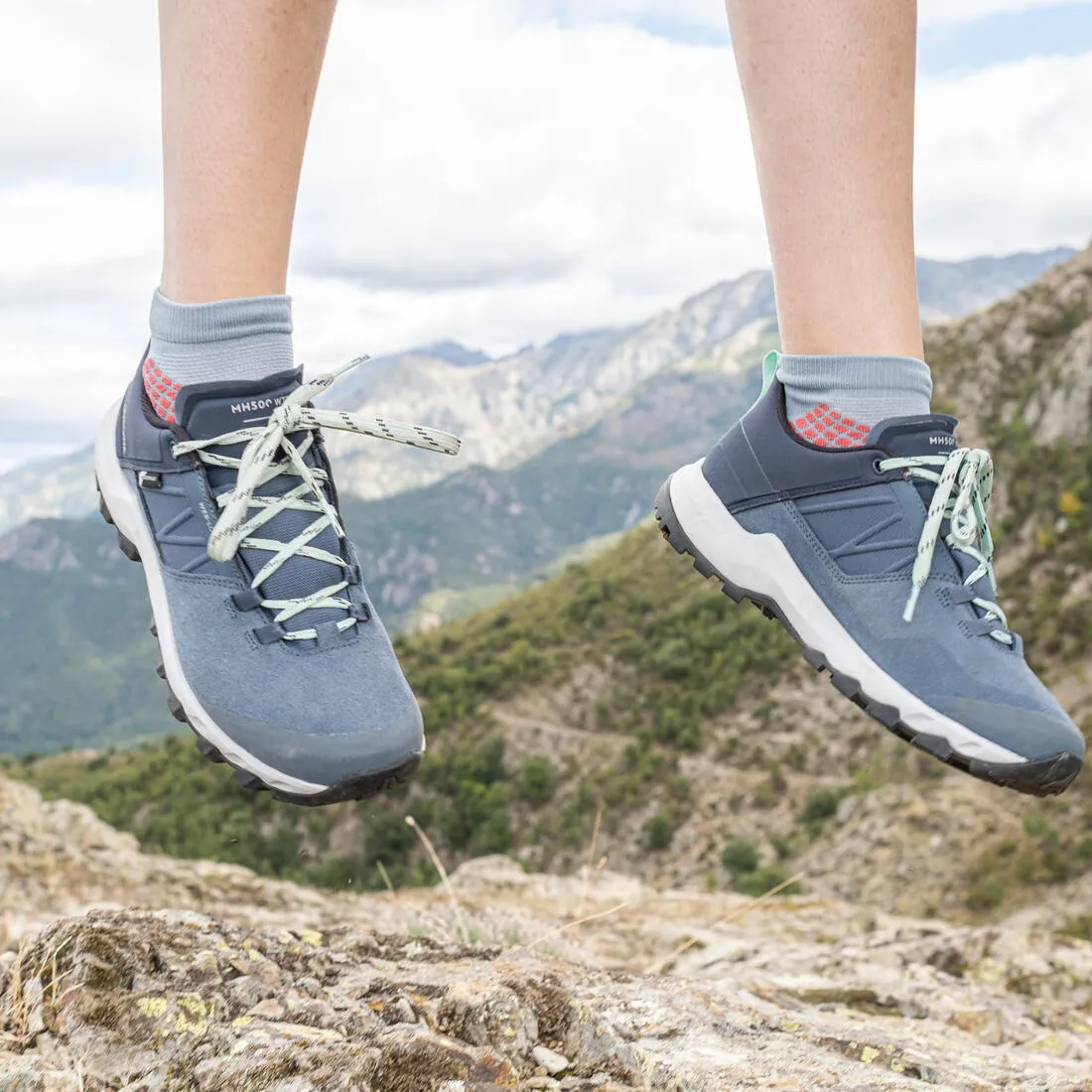 Hiking socks - Hike 500 Mid Black x2 pairs