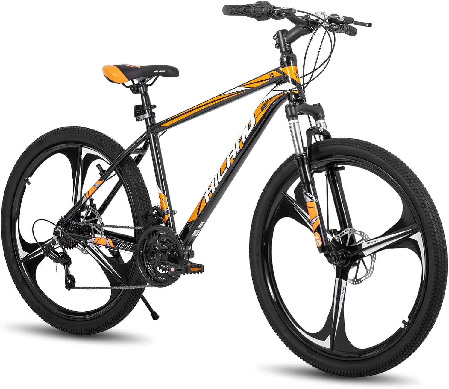 HILAND Mountain Bike, 3/6/Multi-Spokes, 21 Speeds Drivetrain, Aluminum Frame 26 Inch Wheels, Disc-Brake Bike for Men Women Men's MTB Bicycle