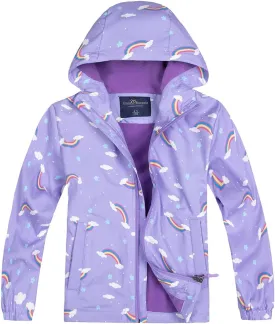 Jingle Bongala Kids Waterproof Rain Jackets Lightweight Raincoats Fleece & Knitted Lining Hooded Windbreaker for Boys Girls