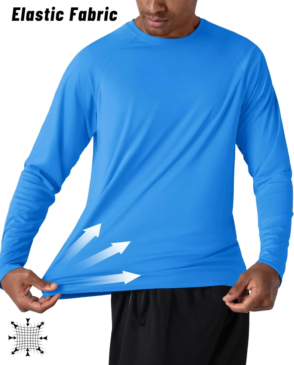 KEFITEVD Men's UV Sun Protection UPF 50  Shirts Long Sleeve Rash Guard Workout Quick Dry Shirt for Hiking Fishing Swimming