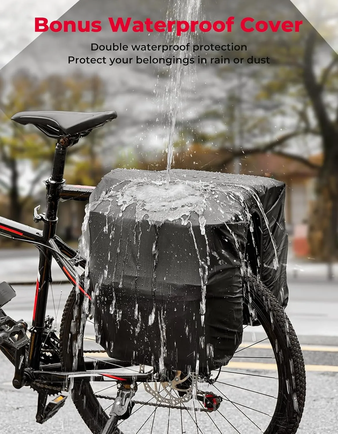 KEMIMOTO Bike Bag Panniers with Rain Cover, 34L Waterproof Bicycle Saddle Bag for Rear Rack Mountain Biking Bags Storage, Ebike Accessories for Commuter Grocery Shopping Travel Carrier, Grey