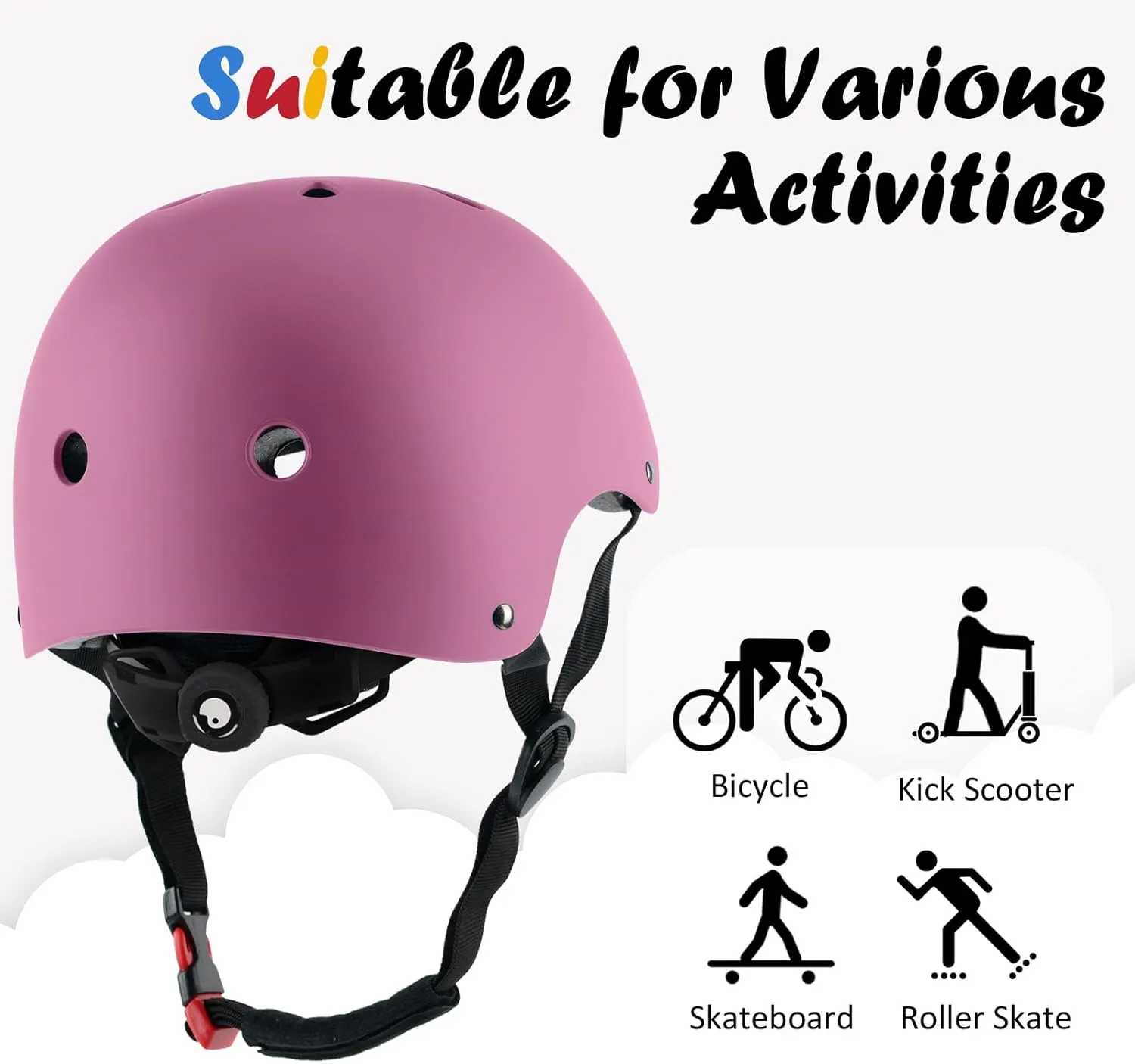 Kids Bike Helmet, Adjustable and Multi-Sport, from Toddler to Youth, 3 Sizes