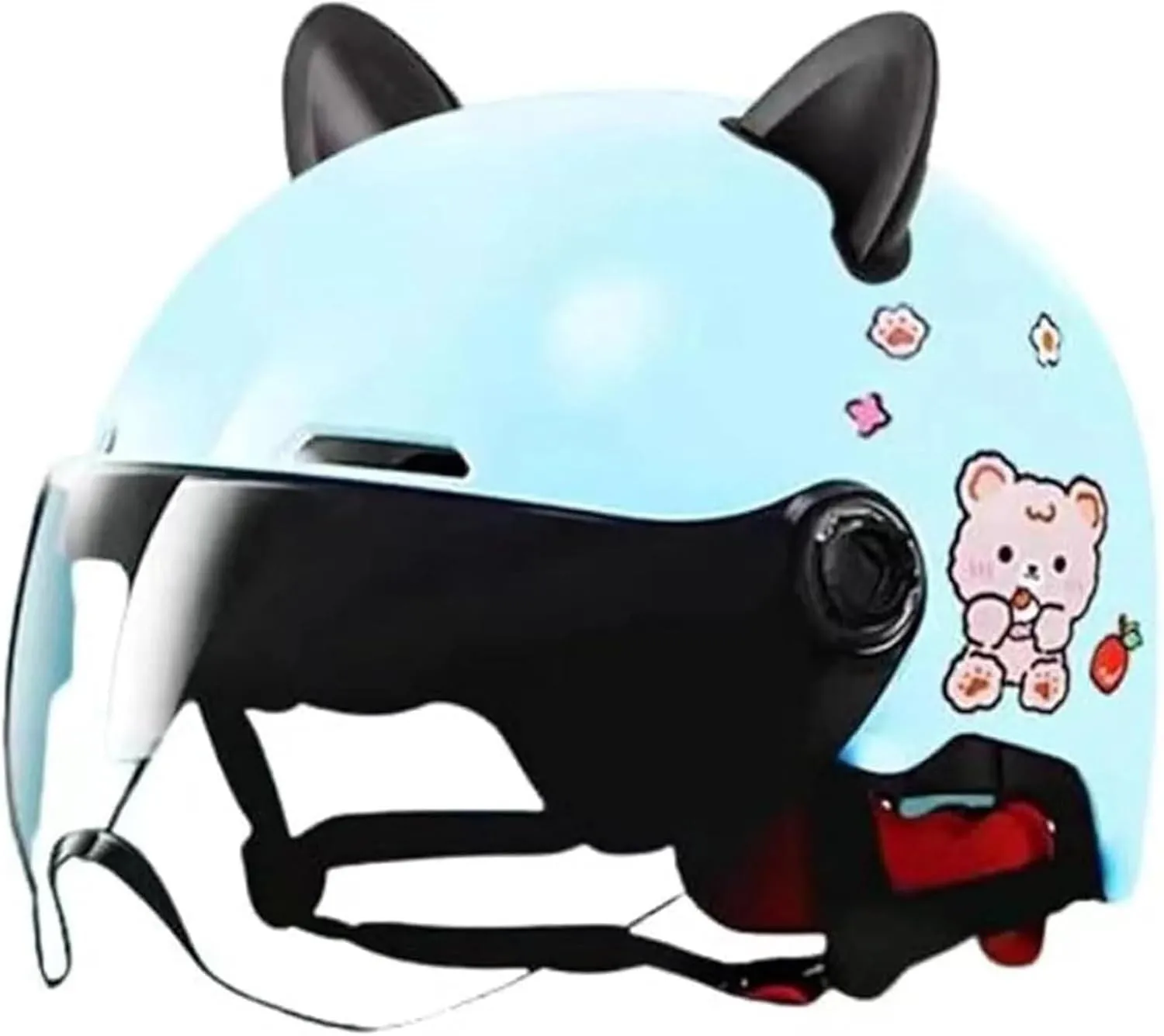 Kids DOT Approved Motorcycle Half Helmet with Cat Ears,Child Toddler Open Face Bike Vespa Helmet,Youth Boys Girls Moped Dirt-Bike Scooter Go-Kart Bicycle ATV Helmet for 2-14 Years Old