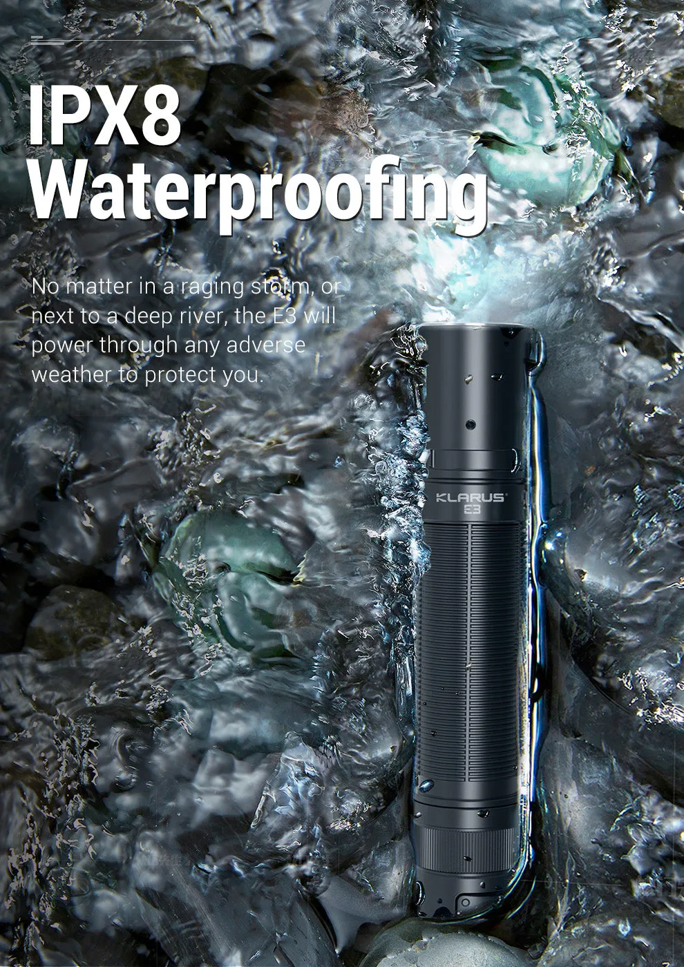 Klarus E3 2200 Lumens Handheld Flashlight, USB C Rechargeable Dual Tail Switch, with 5000mAh 21700 Battery