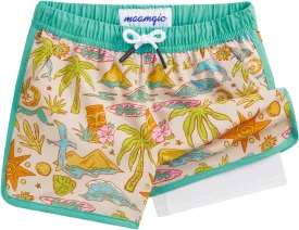 maamgic Boys Swim Trunks with Compression Liner Vintage Swim Shorts Toddler Swimsuit