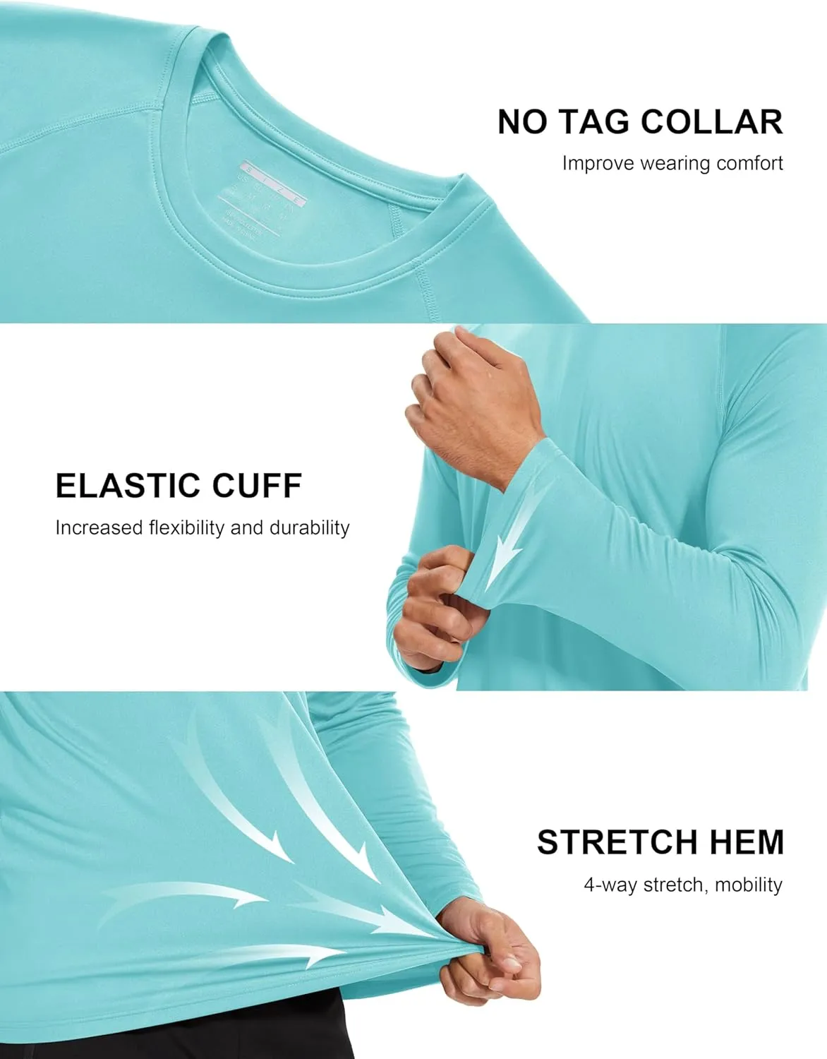 MAGCOMSEN Men's Long Sleeve Shirts UPF 50  UV Sun Protection Athletic Shirts for Hiking Running Workout Rash Guard