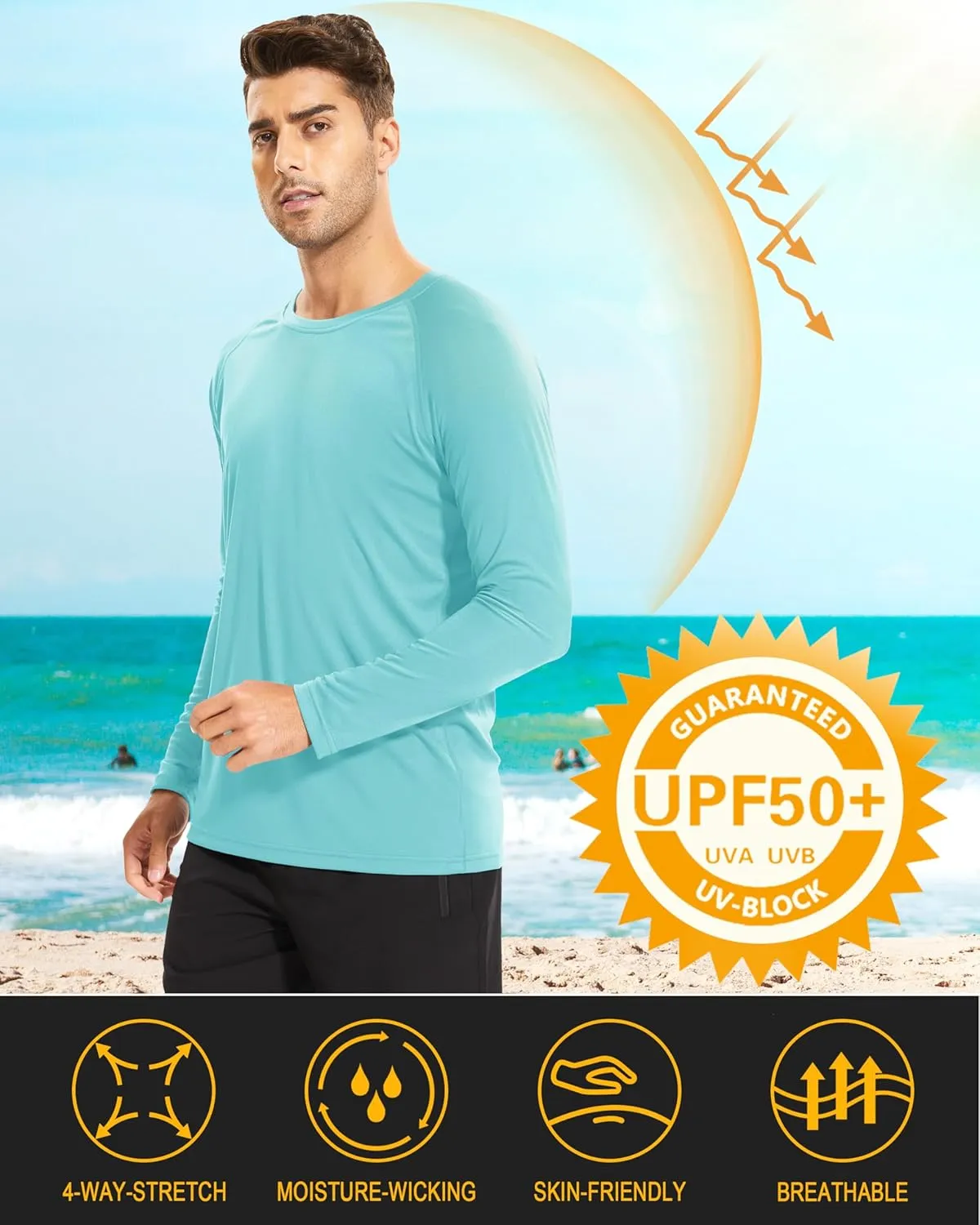 MAGCOMSEN Men's Long Sleeve Shirts UPF 50  UV Sun Protection Athletic Shirts for Hiking Running Workout Rash Guard