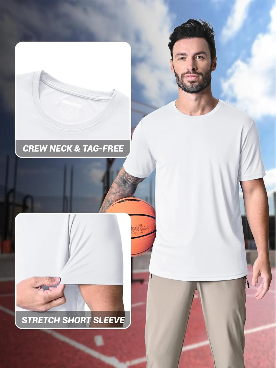 MAGCOMSEN Men's Short Sleeve UPF 50  T-Shirt Quick Dry Rash Guard Athletic Running Swim Top Tee Performance Water Shirts