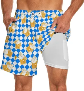 Men's Swim Trunk Retro 80s 90s Board Shorts with Mesh Lining Quick Dry Summer Swim Shorts