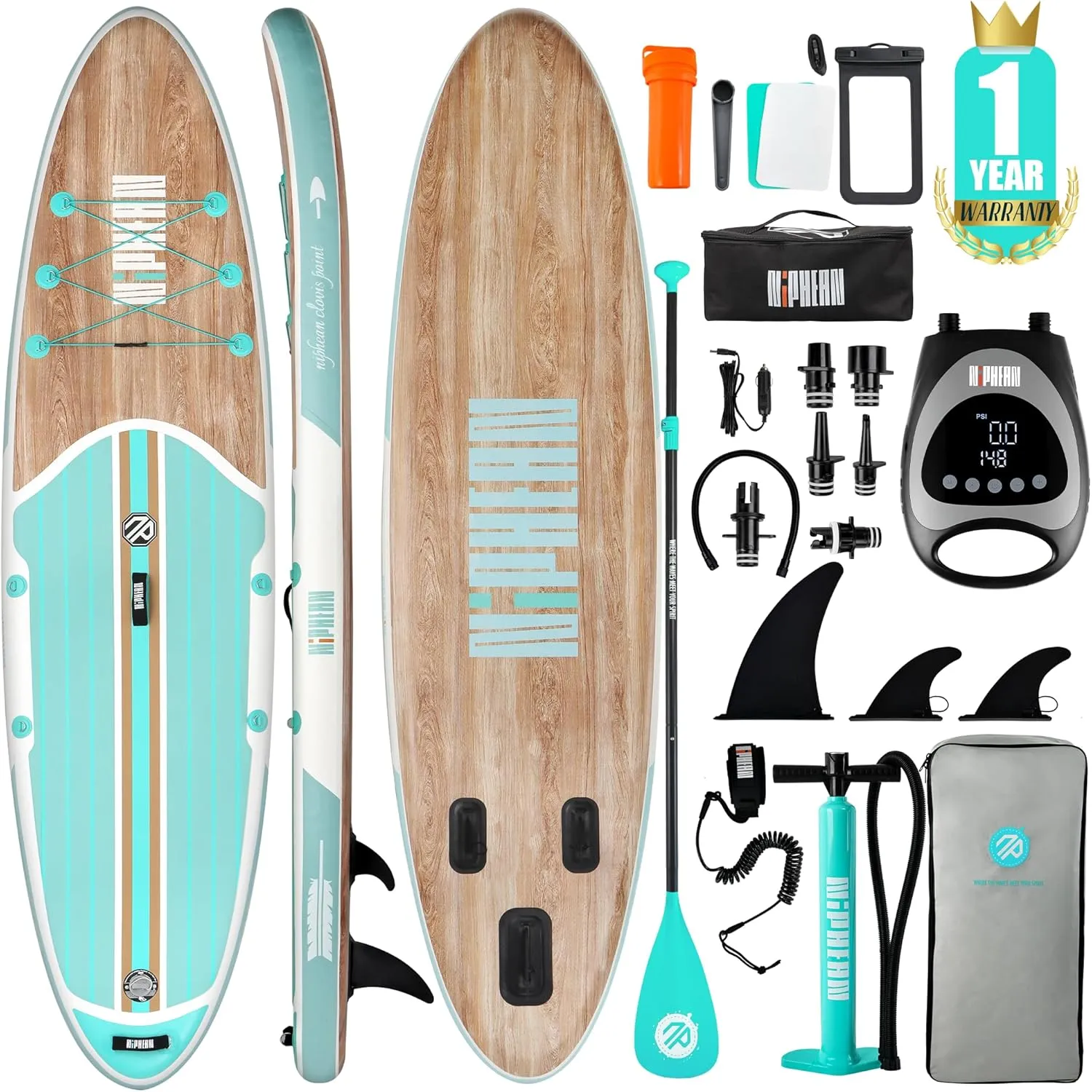 Niphean Inflatable Stand Up Paddle Board with SUP Accessories, Paddle Board Pump, 20PSI Portable Sup Pump with Deflation Function