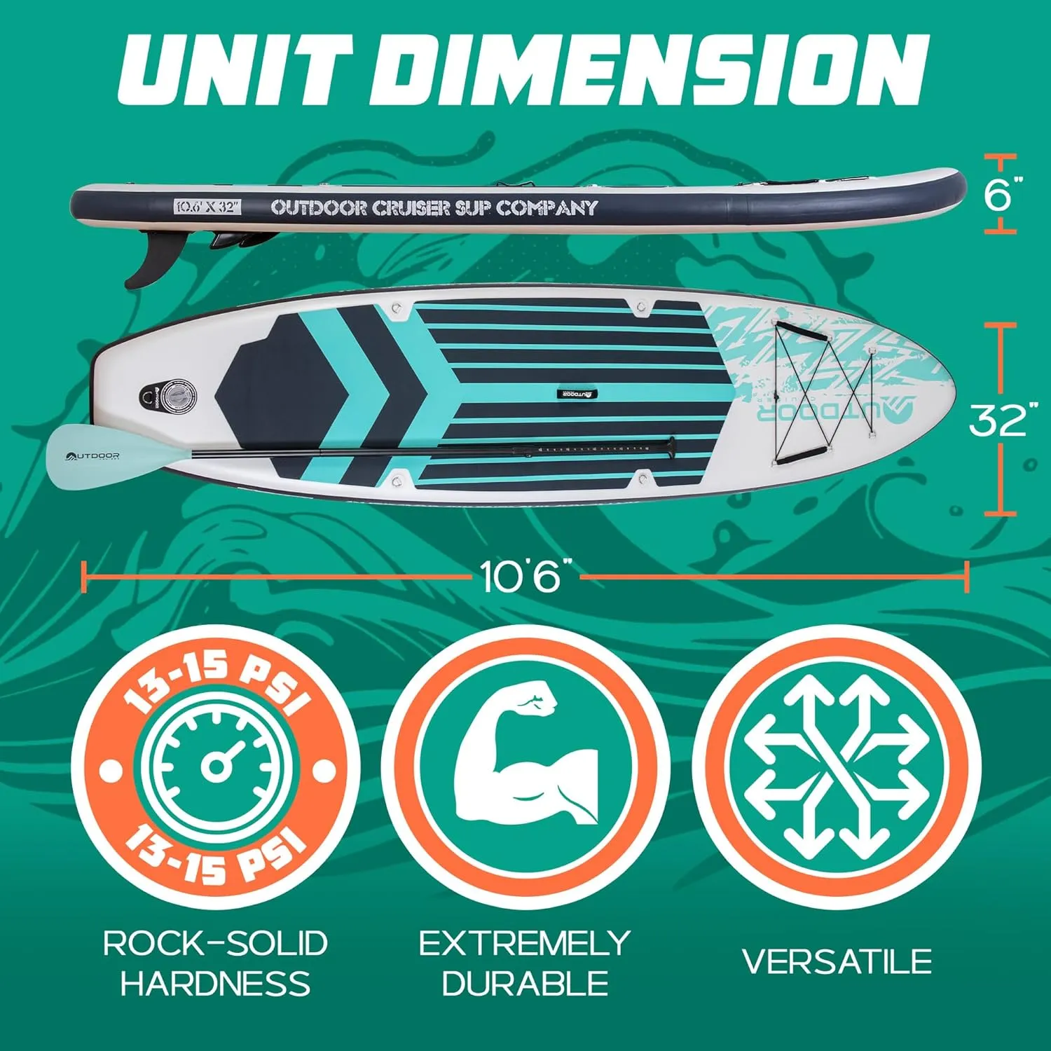 OutdoorCrusier Ultra-Portable Inflatable Stand-Up Paddle Board, Lightweight & Stable with Non-Slip Design, Complete SUP Accessories, Durable Drop-Stitch Material