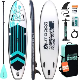 OutdoorCrusier Ultra-Portable Inflatable Stand-Up Paddle Board, Lightweight & Stable with Non-Slip Design, Complete SUP Accessories, Durable Drop-Stitch Material