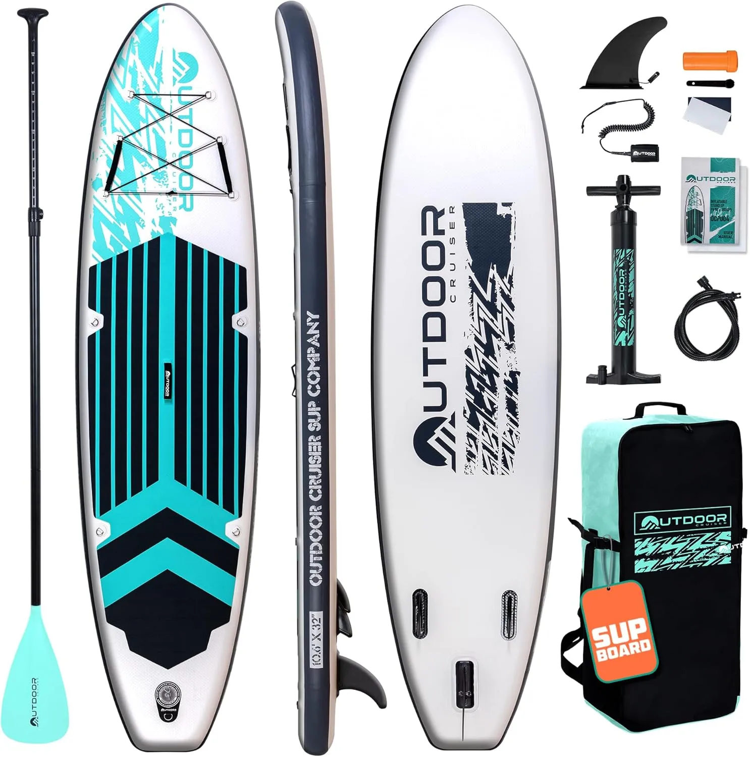 OutdoorCrusier Ultra-Portable Inflatable Stand-Up Paddle Board, Lightweight & Stable with Non-Slip Design, Complete SUP Accessories, Durable Drop-Stitch Material