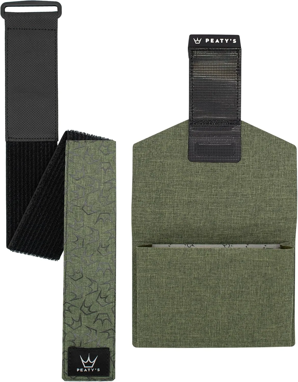 Peaty's Holdfast Trail Tool Wrap - Super Secure, No Slip or Rattle, Modular Design, Waterproof, Storage Frame Bag with Zip Pouch Pocket, Fits Anywhere, for MTB Road Gravel Ebike Mountain Bike - Green