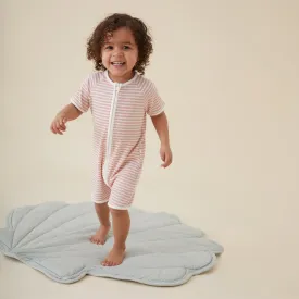 Pink Stripe Ribbed Zip Summer Sleepsuit