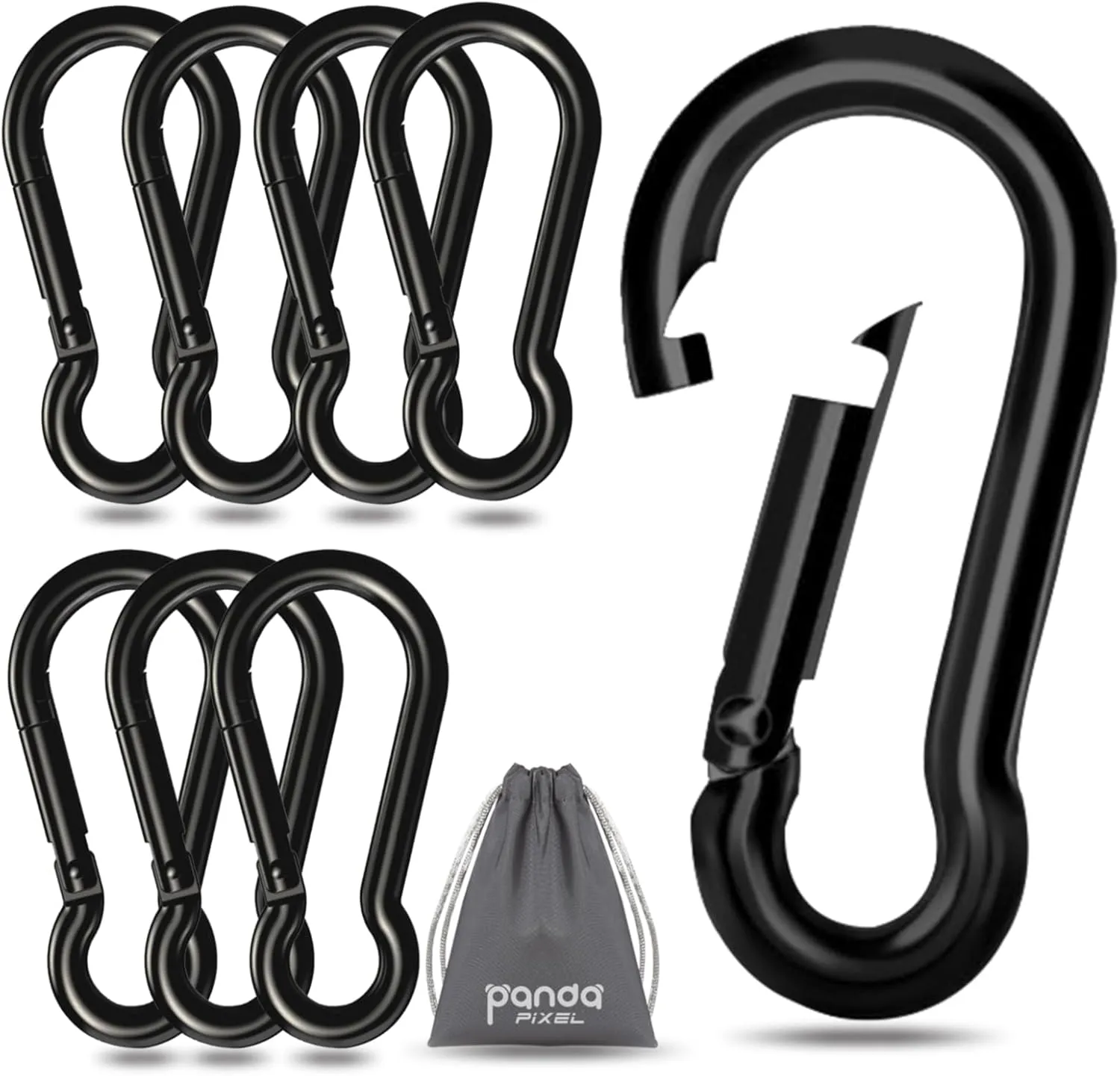 Pixel Panda 3.1&4 Inch Heavy Duty Carabiner Clips Load 1000lbs, 2&4&8Pack Large Snap Hooks for Gym, Outdoor, Swing, Hammock