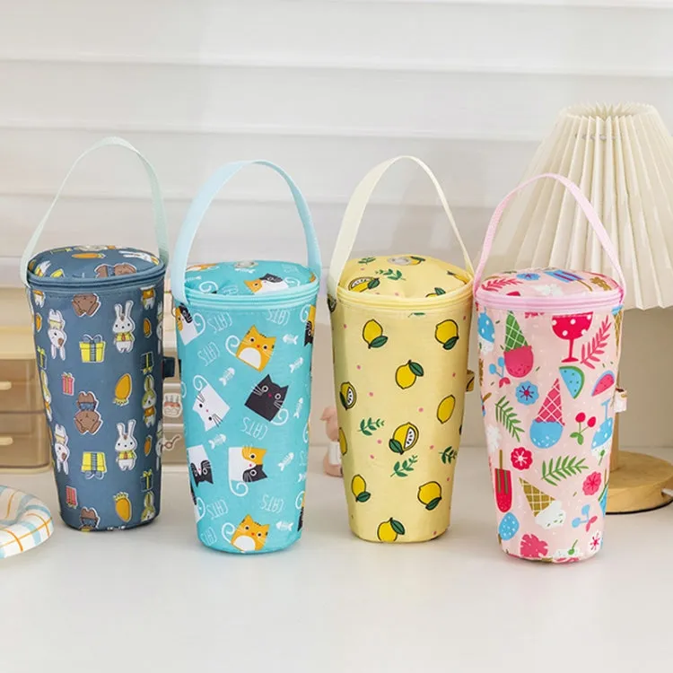 Portable Milk Tea Tote Bag Heat Preservation Eco-friendly Handbag Carrying Insulated Cup Cover, Style: Bunny