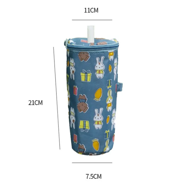Portable Milk Tea Tote Bag Heat Preservation Eco-friendly Handbag Carrying Insulated Cup Cover, Style: Bunny