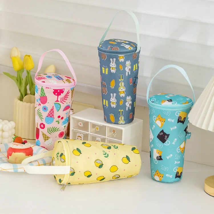 Portable Milk Tea Tote Bag Heat Preservation Eco-friendly Handbag Carrying Insulated Cup Cover, Style: Bunny