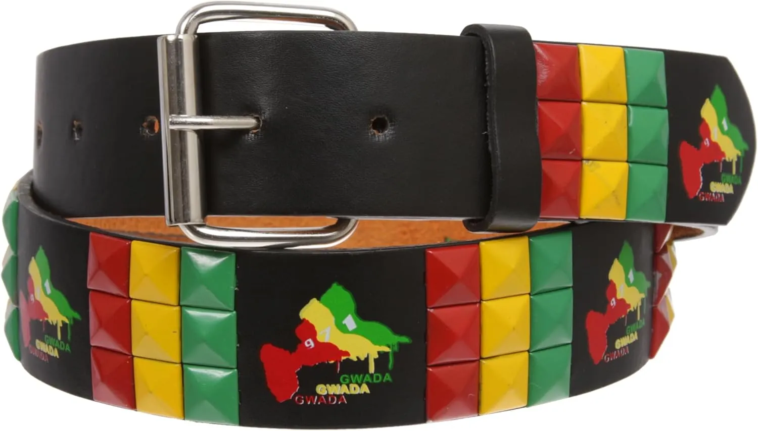 Snap On Punk Rock Star Pyramid Studded Checker Board Leather Belt