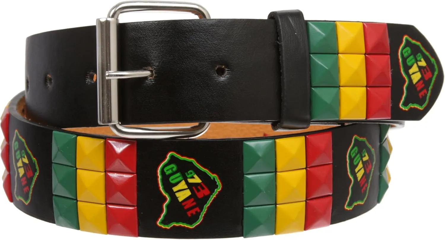 Snap On Punk Rock Star Pyramid Studded Checker Board Leather Belt