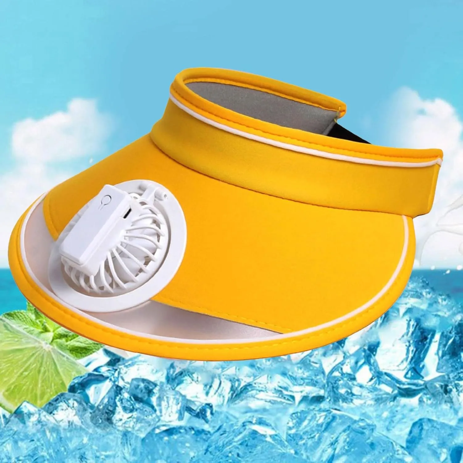 Sun Visor Hat with Fan, USB Charging Fan Visor Hat - 3 Speeds, Large Area Sun Protection, Cooling Fan Hats for Adult Kids