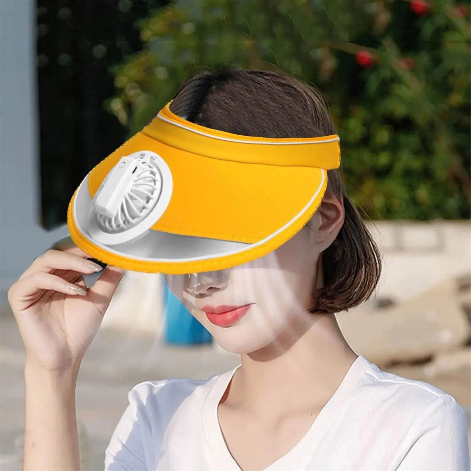 Sun Visor Hat with Fan, USB Charging Fan Visor Hat - 3 Speeds, Large Area Sun Protection, Cooling Fan Hats for Adult Kids