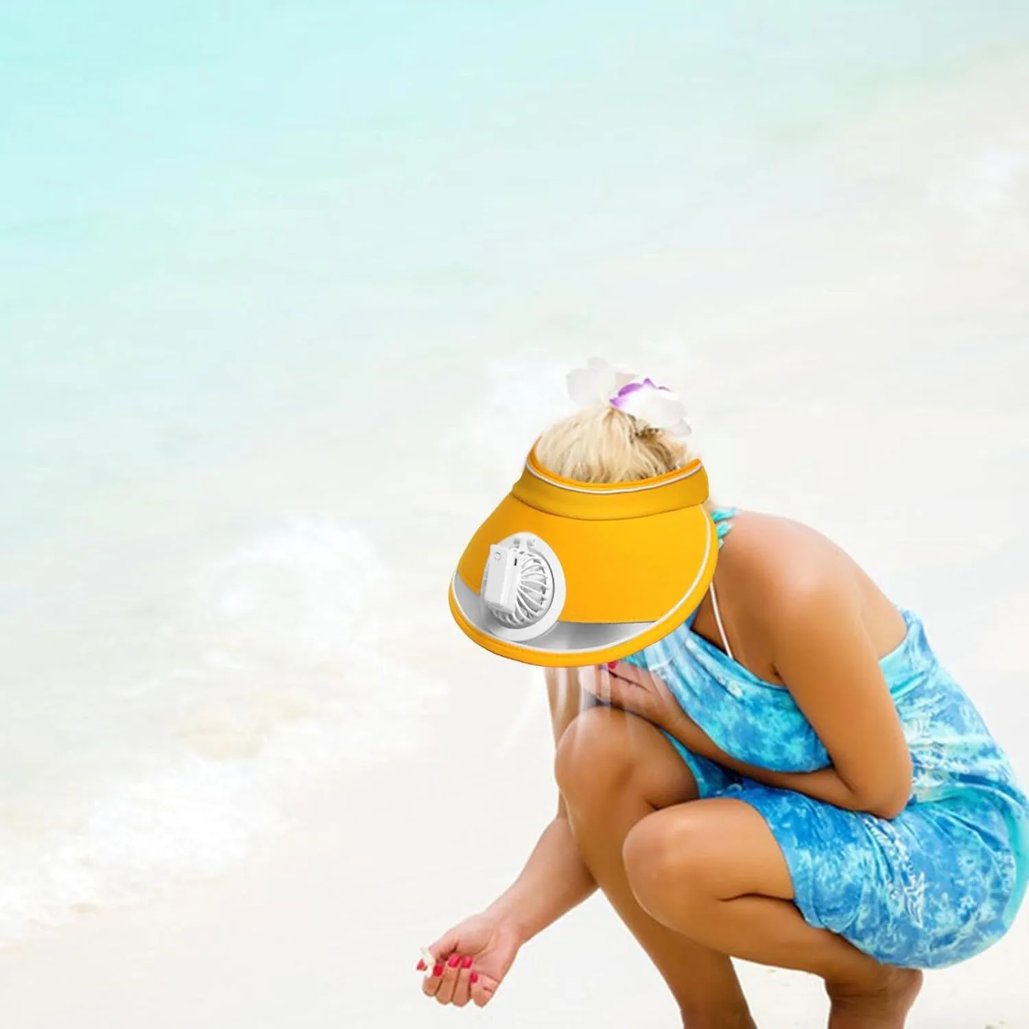 Sun Visor Hat with Fan, USB Charging Fan Visor Hat - 3 Speeds, Large Area Sun Protection, Cooling Fan Hats for Adult Kids