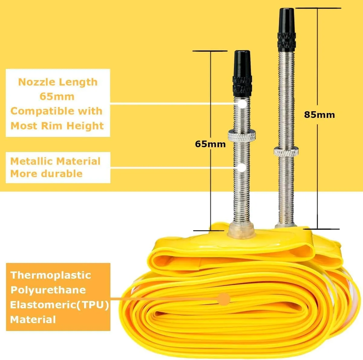 Thinvik TPU Inner Tube Upgraded Durability for Road Bike MTB Gravel Bicycle Tire 700cc x 18-32, 33-50c, 29'', 27.5'' Bicycle Tube 45MM 65MM 85MM Length of Presta Valve- 2 PCS (One Pair)