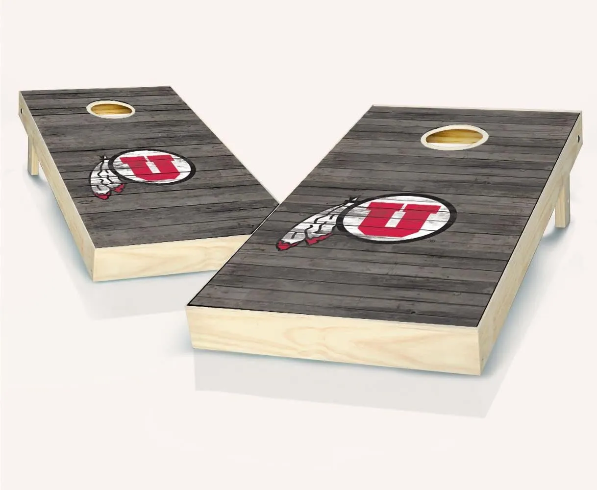 Utah Utes Distressed Themed Cornhole Wraps Board Set Bean Bag Toss   8 ACA Regulation Bags ~ Made in The USA
