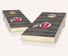Utah Utes Distressed Themed Cornhole Wraps Board Set Bean Bag Toss   8 ACA Regulation Bags ~ Made in The USA