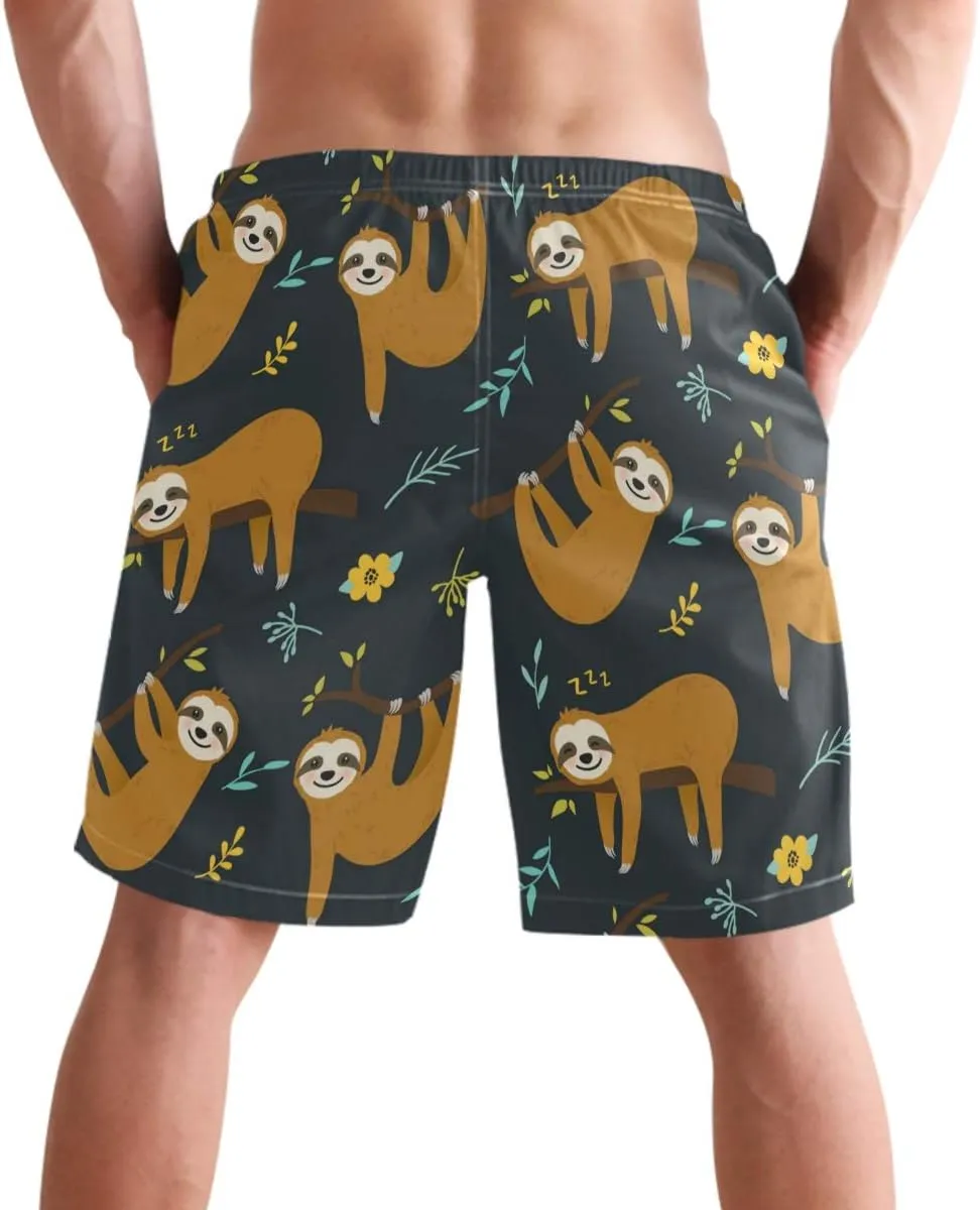 visesunny Hawaiian Men's Summer Beach Shorts Swim Trunks Sports Running Bathing Suits with Mesh Lining
